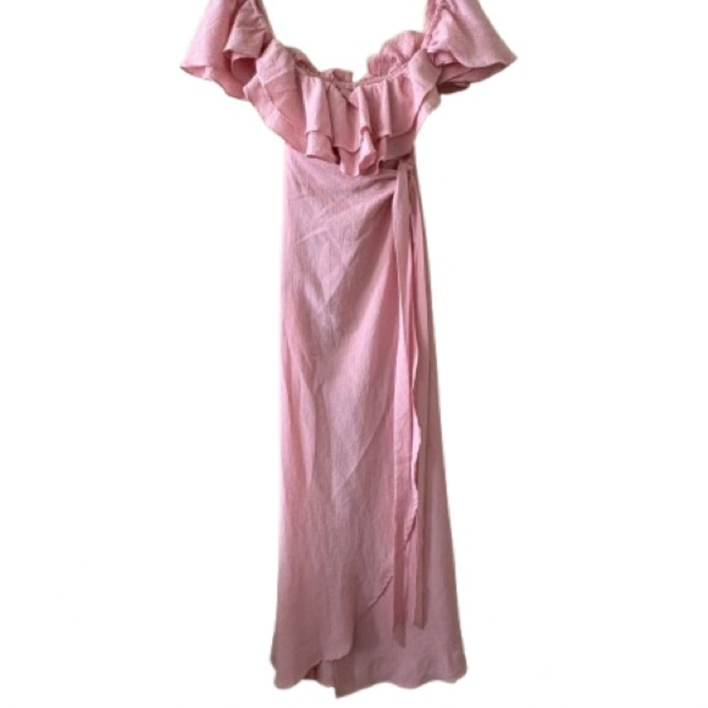 Elegant Pink Ruffle Maxi Dress